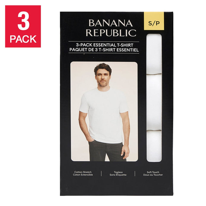 Banana Republic Men's Crew Neck T-Shirt, 3-pack - White