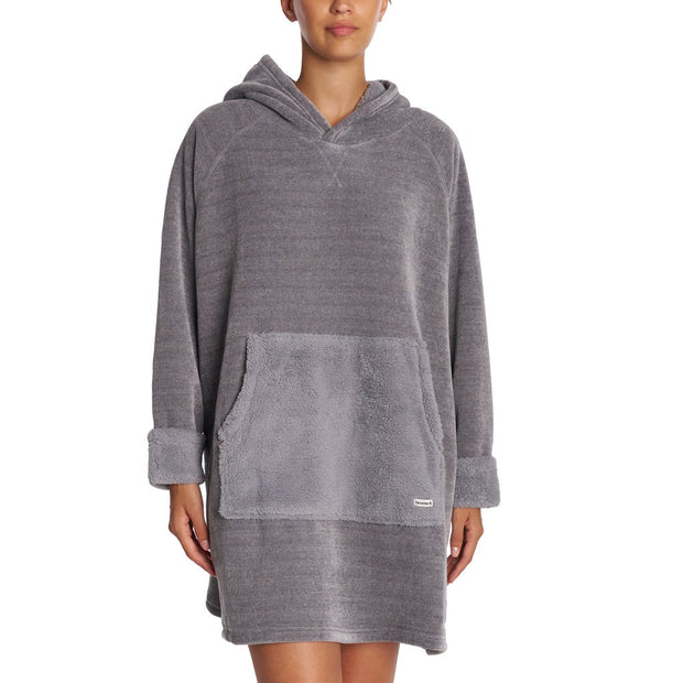 Bearpaw Women’s Oversized Sherpa Hoodie - Grey