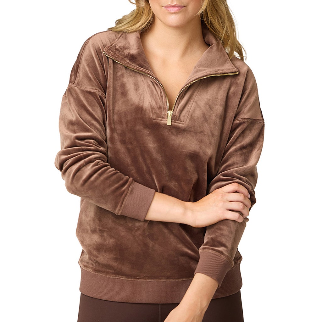 Aurum Women's Double Sided Velour Mock Neck Sweatshirt