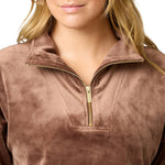 Aurum Women's Double Sided Velour Mock Neck Sweatshirt