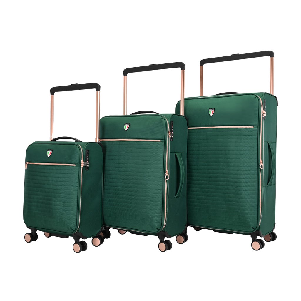 Tucci - Esperta 3-piece Softside Spinner Luggage Set - Green