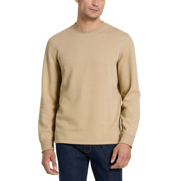 Van Heusen Men's Jacquard Long Sleeve Crewneck - Tan