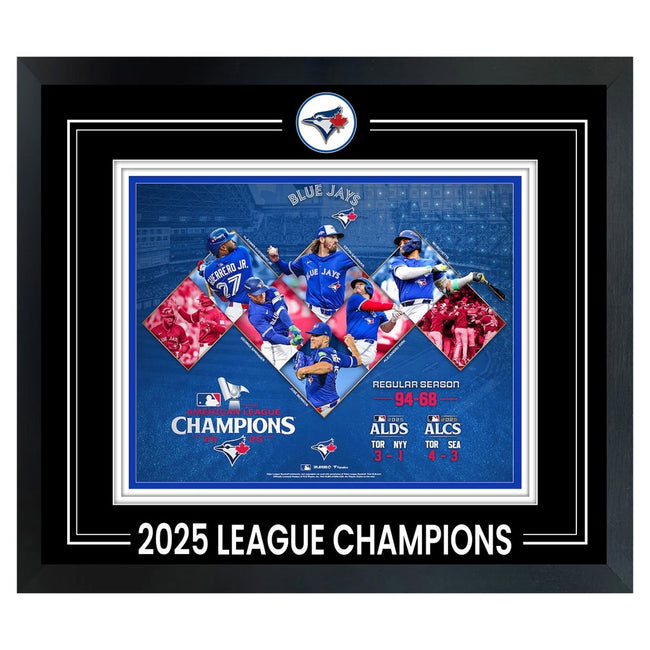 Frameworth Toronto Blue Jays 16x20 Framed PhotoGlass with Pin, 2025 American League Champions Collage