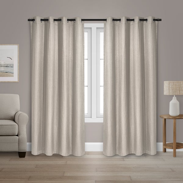 Safdie & Co. Herringbone Light Filtering Curtain Panel, 2 panel