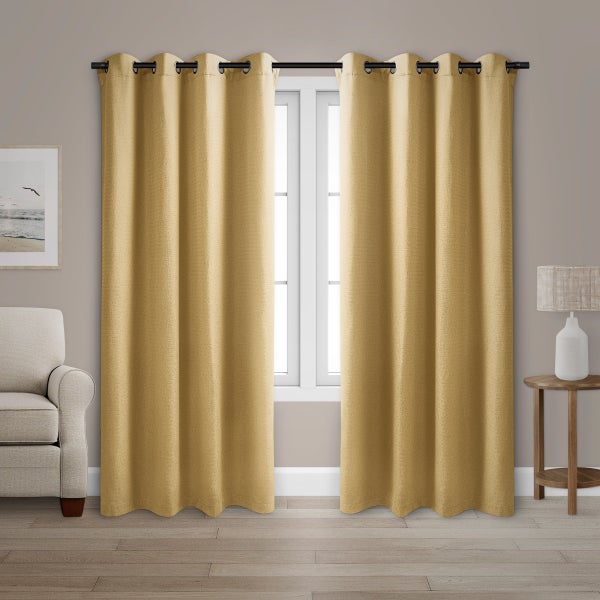 Safdie & Co. Herringbone Light Filtering Curtain Panel, 2 panel