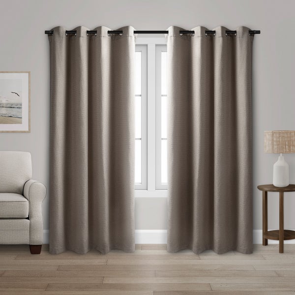 Safdie & Co. Herringbone Light Filtering Curtain Panel, 2 panel
