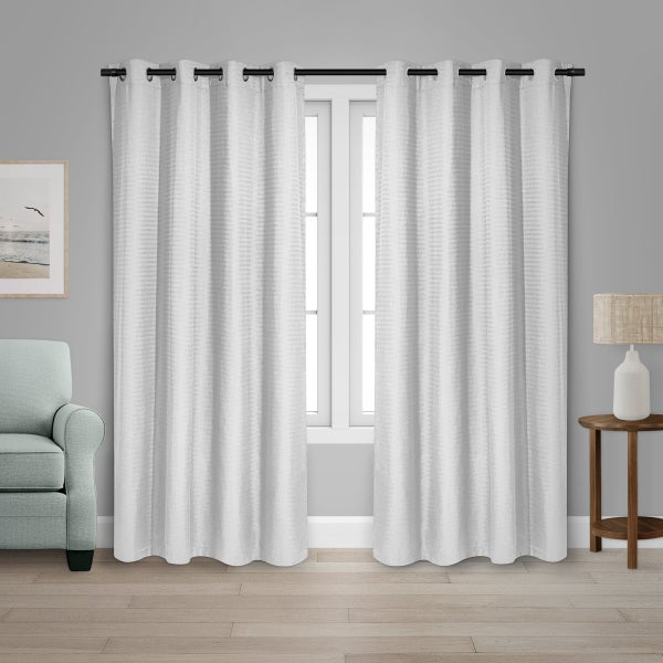 Safdie & Co. Herringbone Light Filtering Curtain Panel, 2 panel