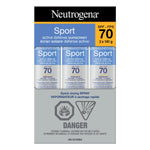 Neutrogena Sport Active Defense SPF 70 Sunscreen Spray, 3 x 141g