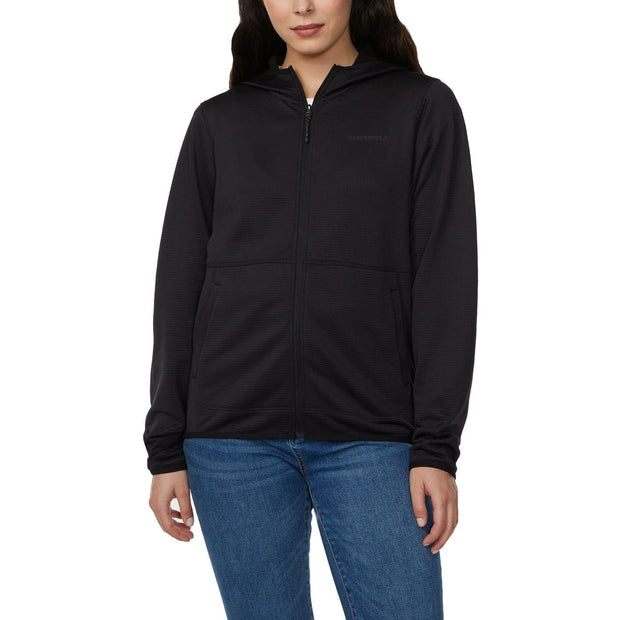 Merrell Women's Grid Fleece Full Zip Hoodie - Black