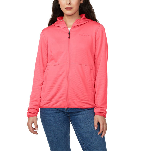 Merrell Women's Grid Fleece Full Zip Hoodie - Pink