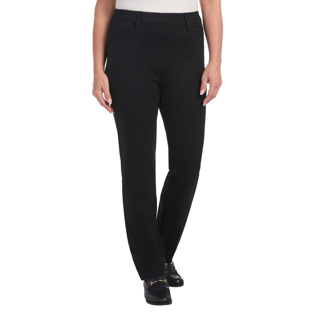 Dalia Women's Pull on Straight Leg Ponte Pant - Black