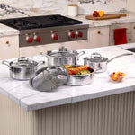 Lagostina Artigiano 3-Ply Clad Hammered Stainless Steel Cookware Set, 8-pieces