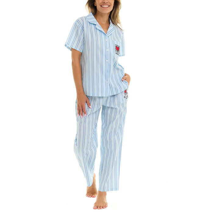Keith Haring Women's Cotton Notch Collar Pajama Set, 2-piece