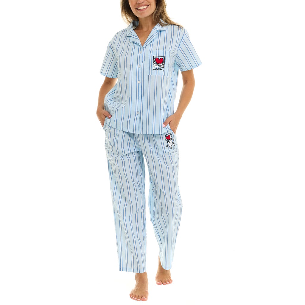 Keith Haring Women's Notch Collar Pajama Set, 2-piece