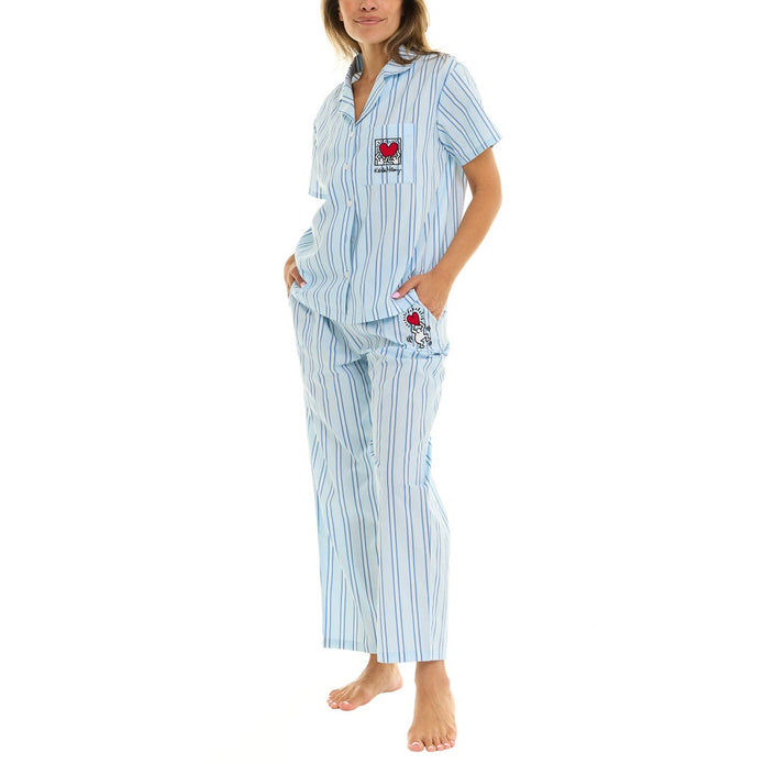 Keith Haring Women's Notch Collar Pajama Set, 2-piece
