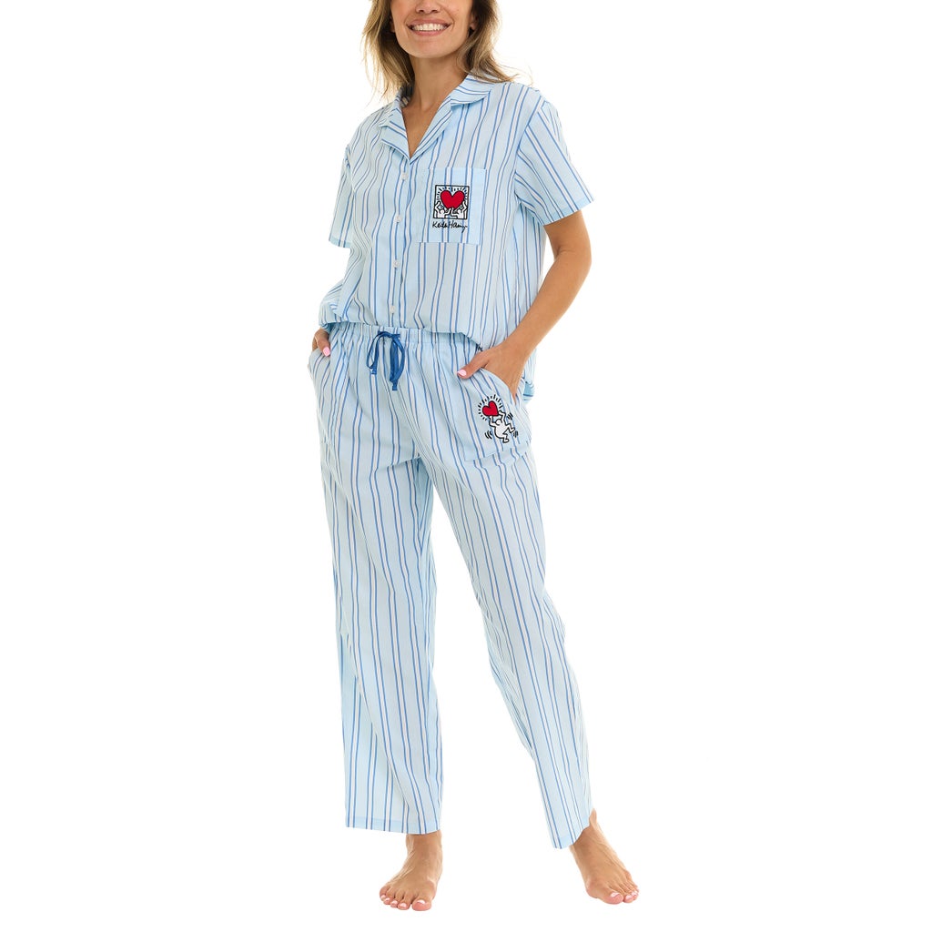 Keith Haring Women's Notch Collar Pajama Set, 2-piece