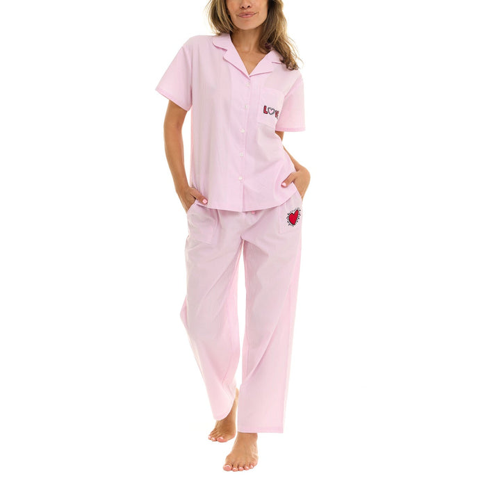 Keith Haring Women's Cotton Notch Collar Pajama Set, 2-piece