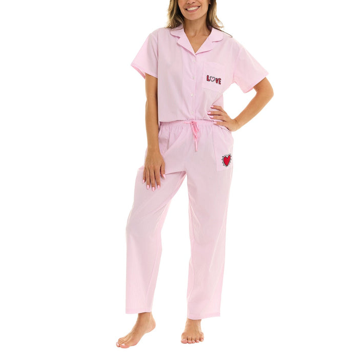 Keith Haring Women's Cotton Notch Collar Pajama Set, 2-piece