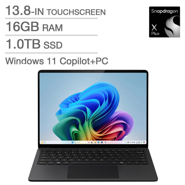 Microsoft Surface Copilot+ PC 13.8-in. Touchscreen Laptop, Qualcomm Snapdragon X Plus X1P-64-100 – 16GB RAM, 1TB SSD, Qualcomm Adreno