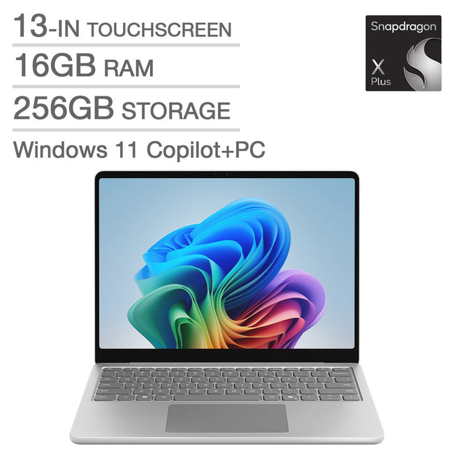 Microsoft Surface 13-in. Copilot+PC Touchscreen Laptop with 1-year Microsoft 365 Personal Bundle, Qualcomm Snapdragon X Plus X1P-42-100 – 16GB RAM, 256GB Storage