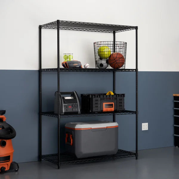 TRINITY 4-Tier NSF Black Shelving Rack