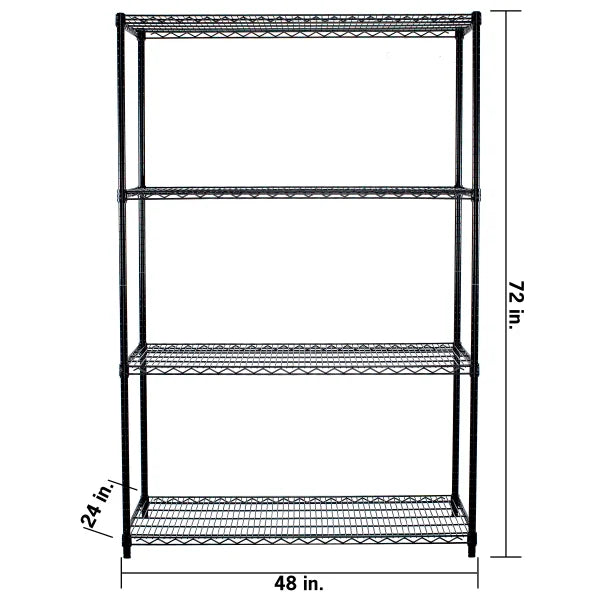 TRINITY 4-Tier NSF Black Shelving Rack