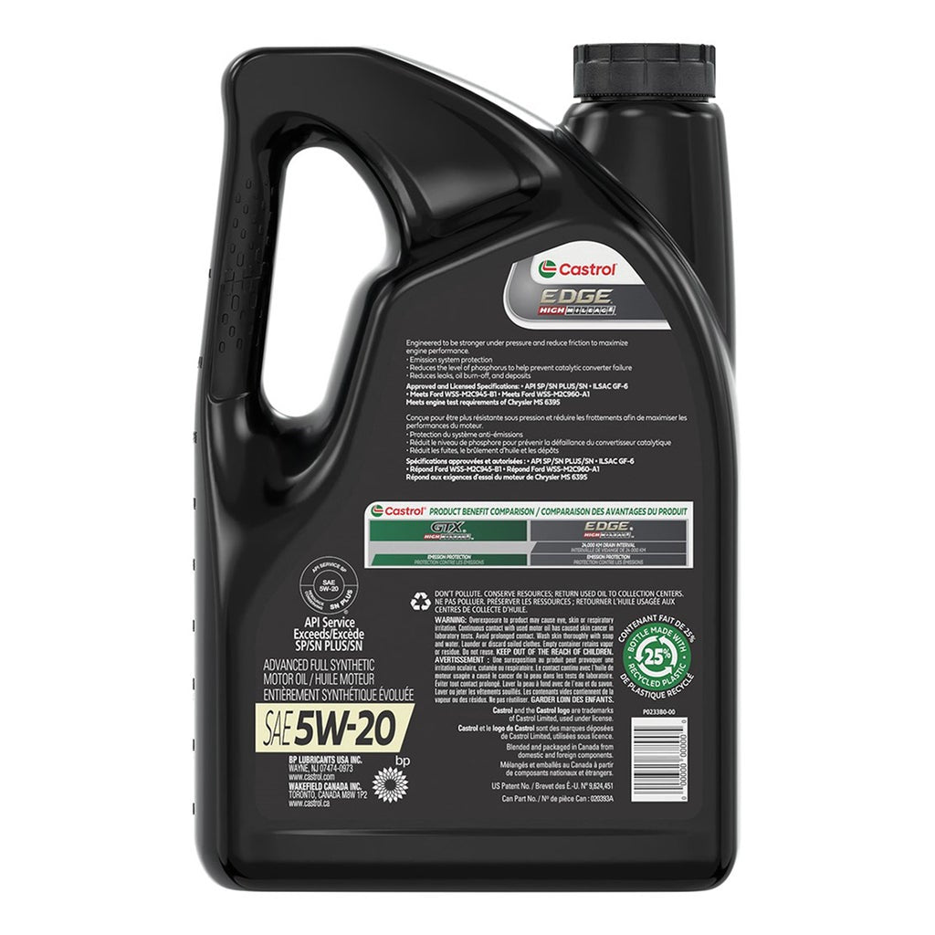 Castrol Edge 5W20 Full Synthetic Engine Oil 3-pack, 5L Jug