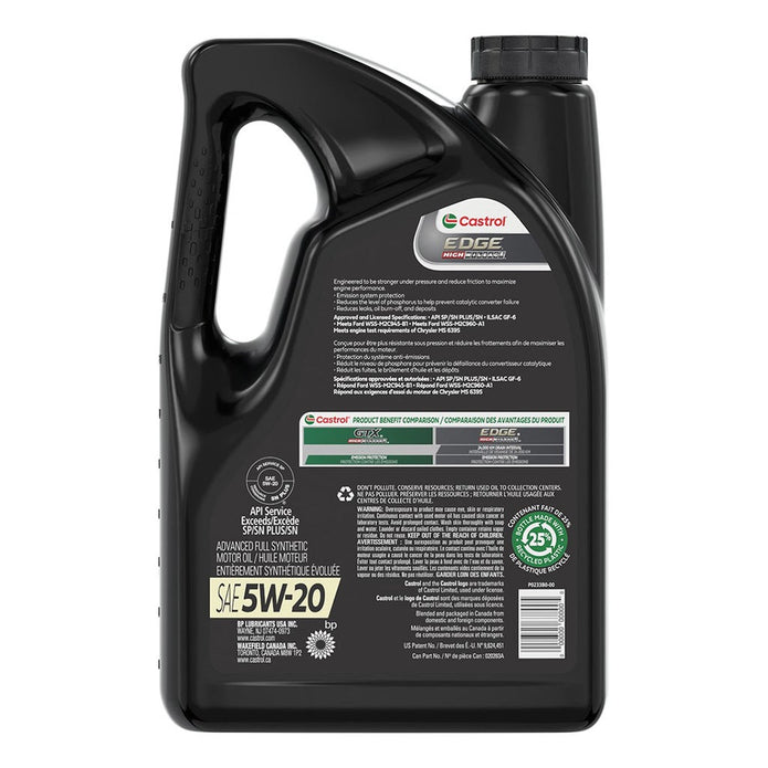 Castrol Edge 5W20 Full Synthetic Engine Oil 3-pack, 5L Jug
