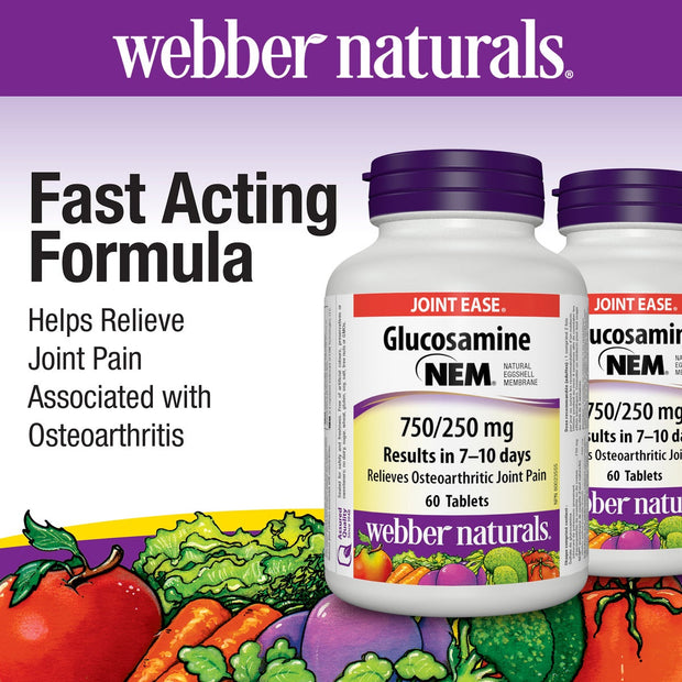 webber naturals Glucosamine with NEM® Natural Eggshell Membrane 750/250 mg -- 2 x 60 Tablets