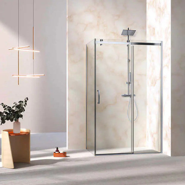 Jade Sierra Frameless Rectangle Sliding Shower Enclosure, Chrome