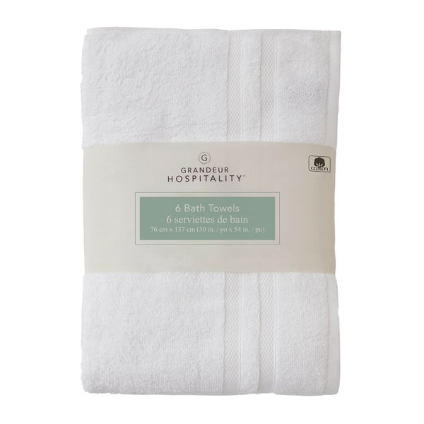Grandeur Hospitality Bath Towels, 6-pack