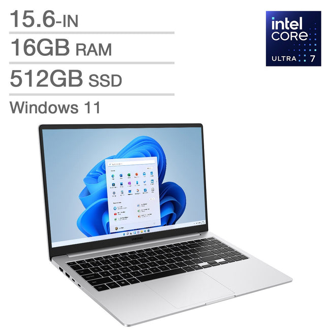 Samsung Galaxy Book5 15.6-in Laptop, Intel Core Ultra 7 255U, 16GB RAM, 512GB SSD