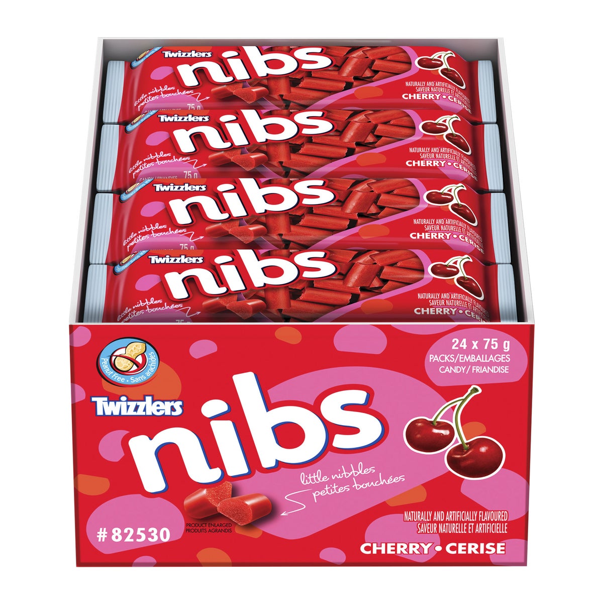 Twizzlers Nibs, Cherry Candy, 24 × 75 g