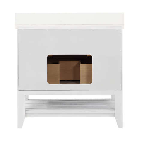 Northridge Home Chevron Single Vanity With Carrara Quartz Countertop, 36 in.