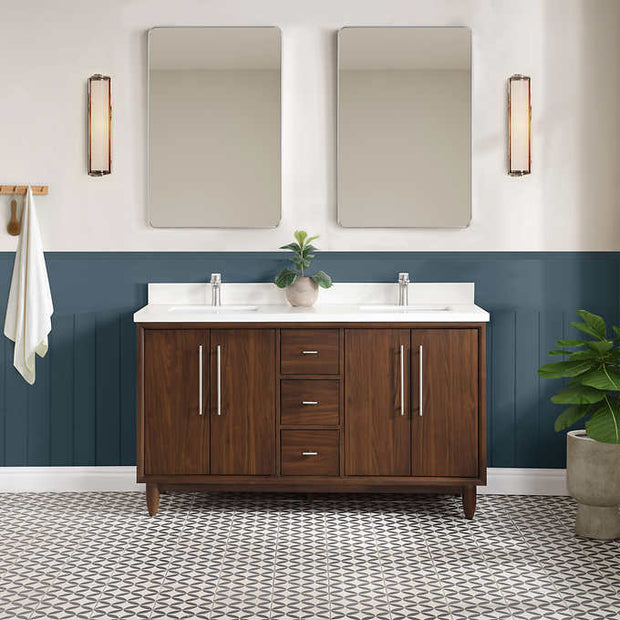 Northridge Home Maple Vanity with White Carrara Quartz Top