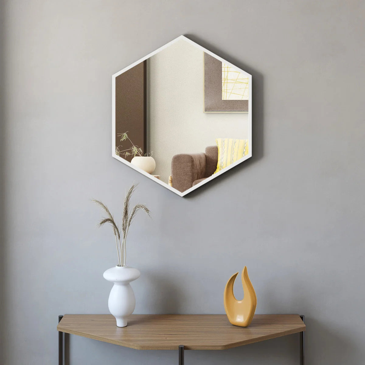 Appollo Petra 71 cm (28 in.) Hexagonal Metal Framed Mirror