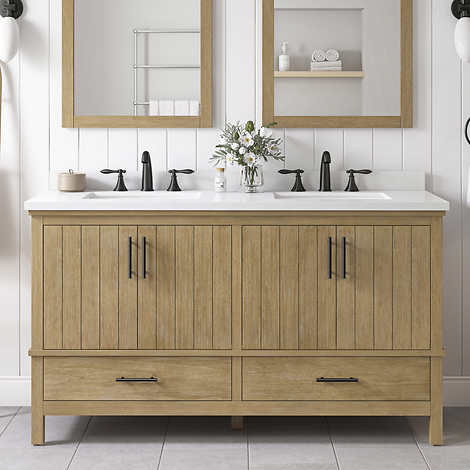 OVE Decors Arno 60 in. Double Vanity with White Quartz Top