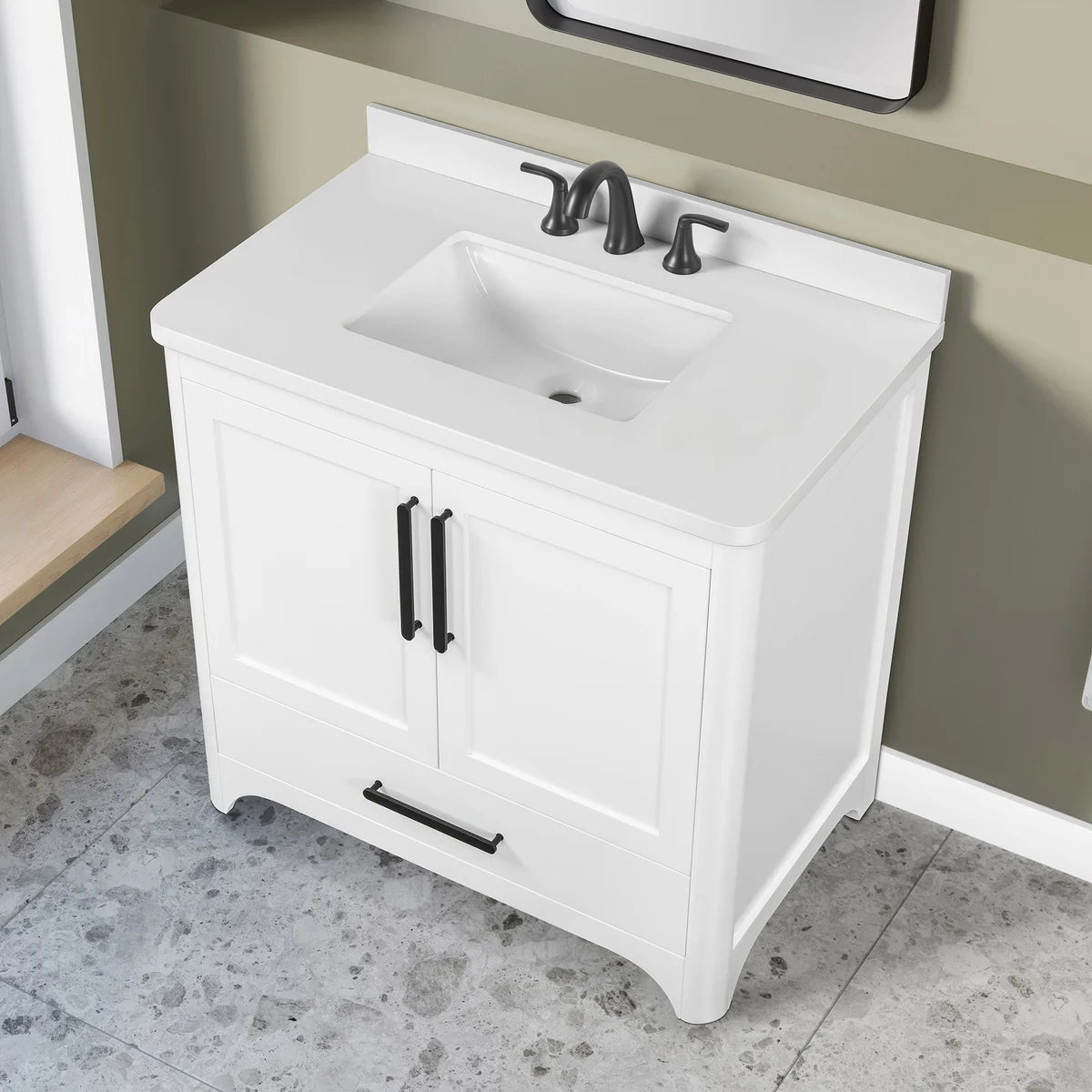 OVE Decors Adrian Vanity with Quartz Top in White