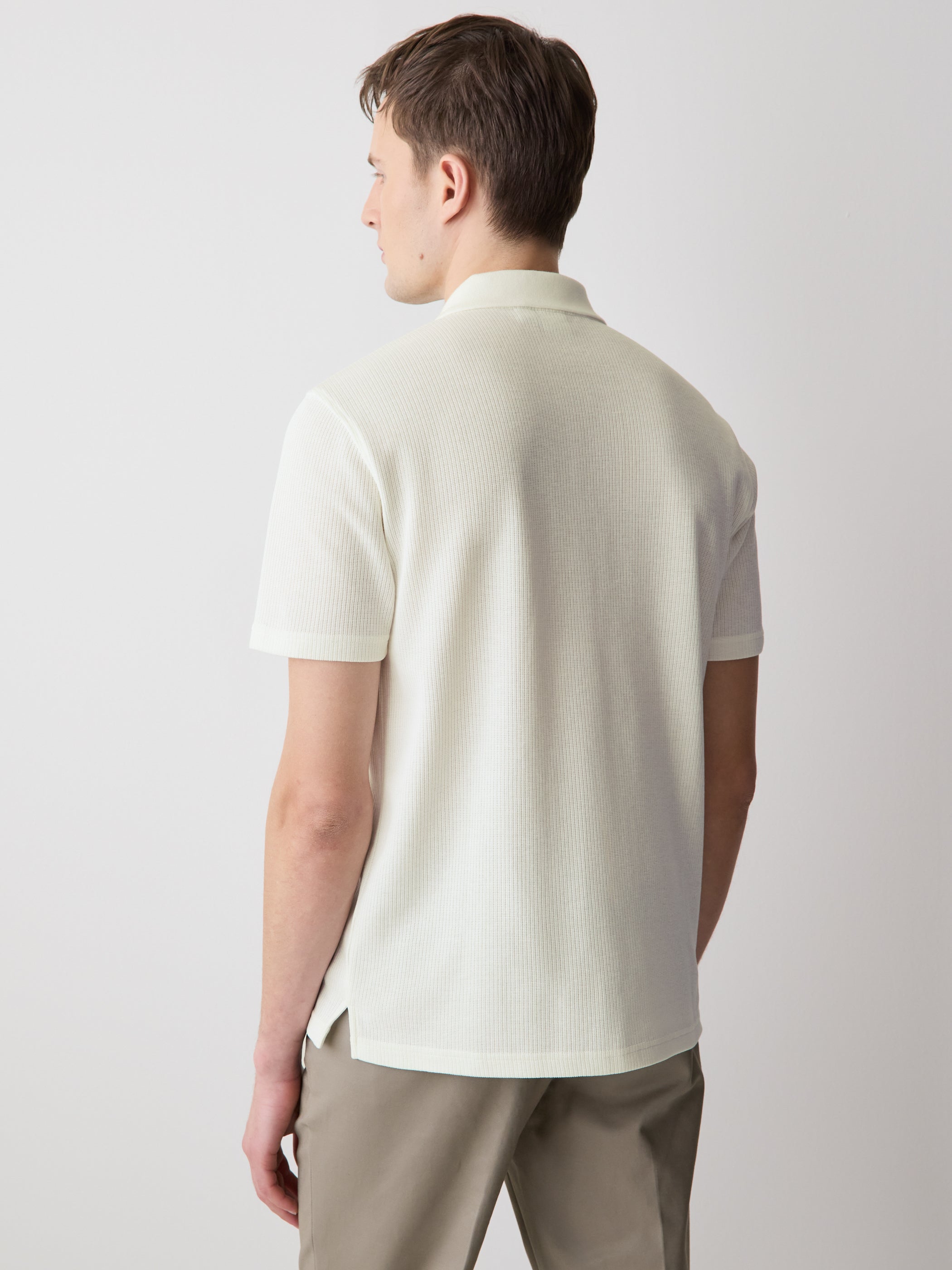 Short-Sleeve Ribbed Half-Zip Polo