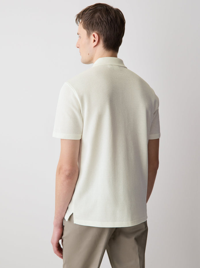 Short-Sleeve Ribbed Half-Zip Polo