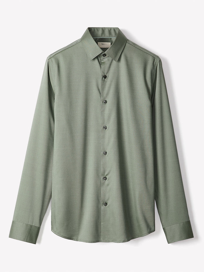 Slim-Fit Solid Twill Dress Shirt