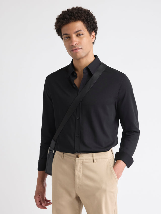 Long-Sleeve Piqué-Knit Shirt