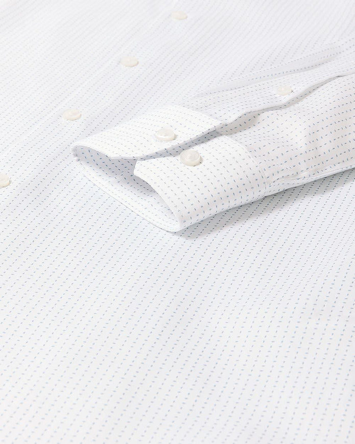 White Slim-Fit Dress Shirt with Micro Dots