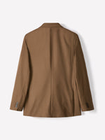 Tailored-Fit Double-Breasted Tobacco Suit Blazer