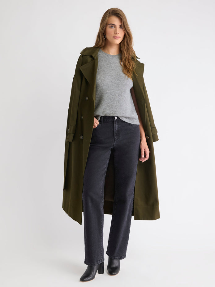 Wool-Blend Cap-Sleeve Crew-Neck Boxy Sweater