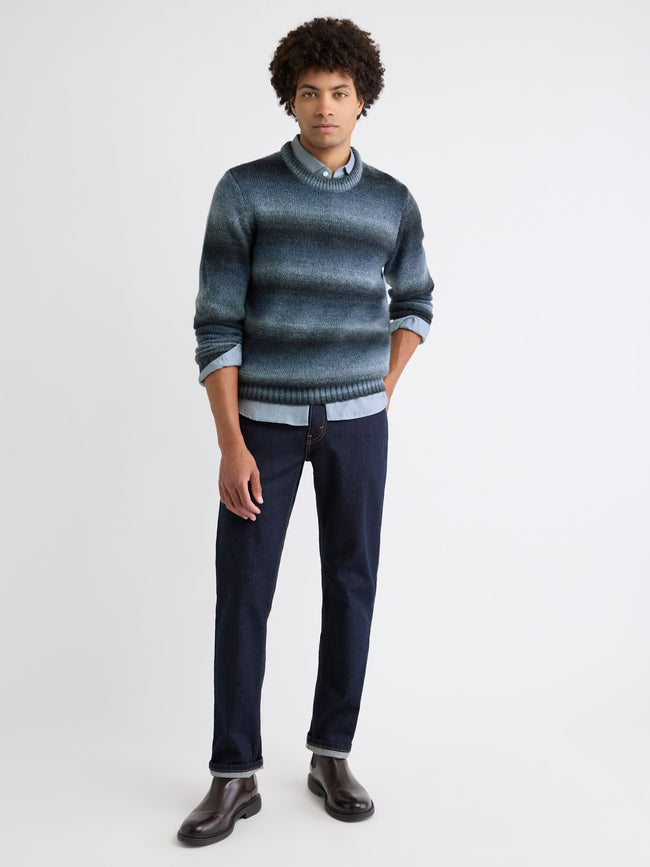 Long-Sleeve Ombre Crew-Neck Sweater