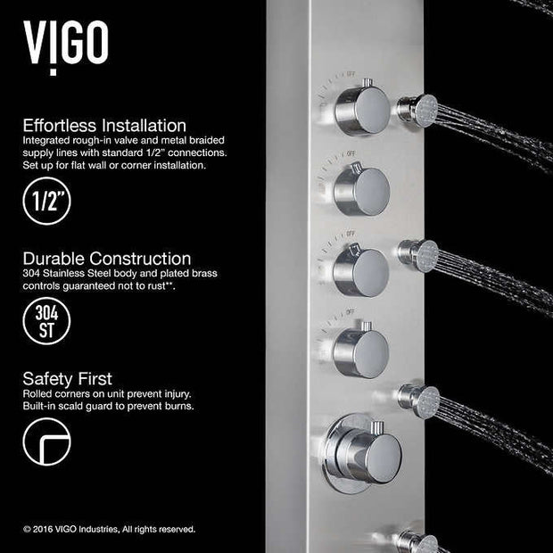 VIGO Brielle Shower Panel System with Rain Shower Head