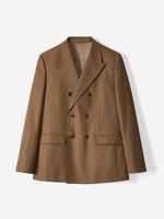 Tailored-Fit Double-Breasted Tobacco Suit Blazer