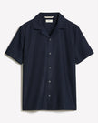 Short-Sleeve Herringbone Shirt with Camp Collar