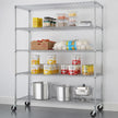 TRINITY 5-Tier Chrome Wire Shelving Rack With Wheels, 60